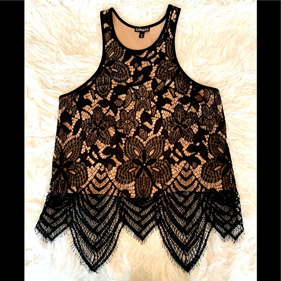 Express Tops - EXPRESS sz S black lace and nude sleeveless top